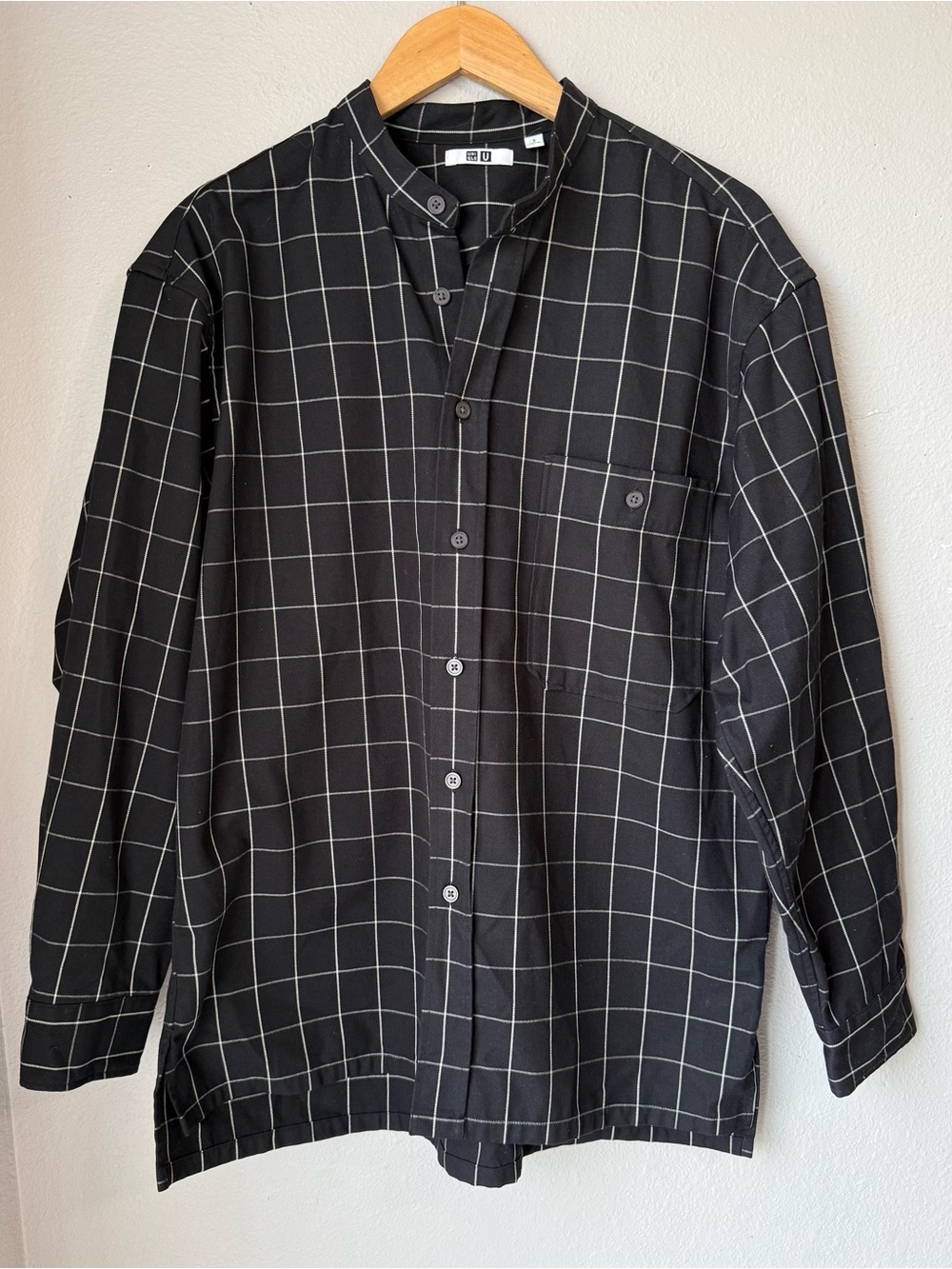 UNIQLO U Flannel Oversized Black & White Checked Long Sleeve Shirt Men’s Size S
